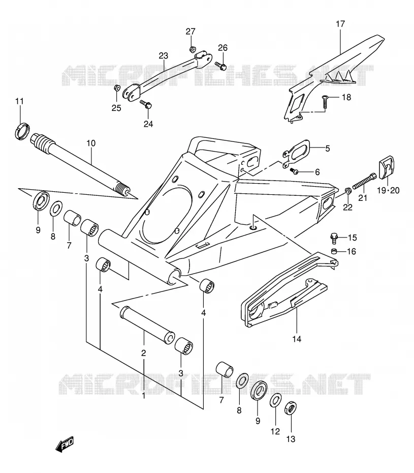 BRAS OSCILLANT ARRIERE (MODELE X/Y/K1/K2) Suzuki MOTO 1300 HAYABUSA 2001  GSX1300RU1K1(E2)