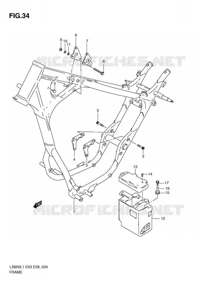 CADRE (LS650L1 E3) Suzuki MOTO 650 BOULEVARD 2011  LS650L1(E3/E28)