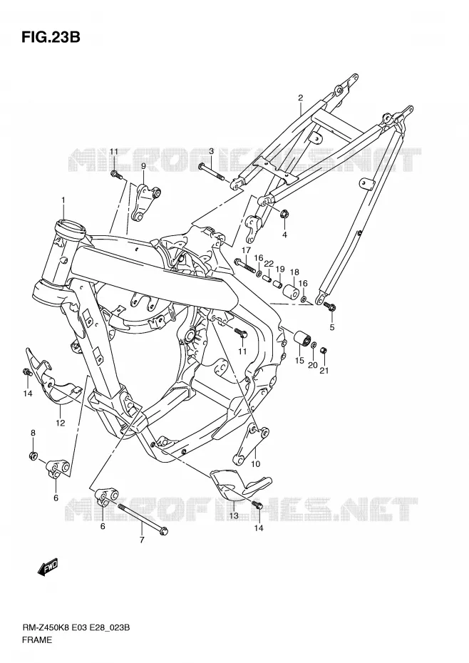CADRE (RM-Z450L1) Suzuki MOTO 450 RM-Z 2011  RM-Z450L1(E3/E28)