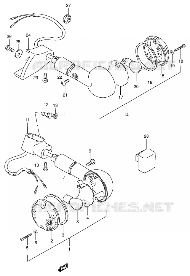 CLIGNOTANTS (MODELE T/V) Suzuki MOTO 600 INTRUDER 1996  VS600GLFT(E2)