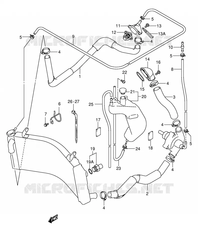 DURITE DE RADIATEUR Suzuki MOTO 1300 HAYABUSA 2000  GSX1300RY(E2)
