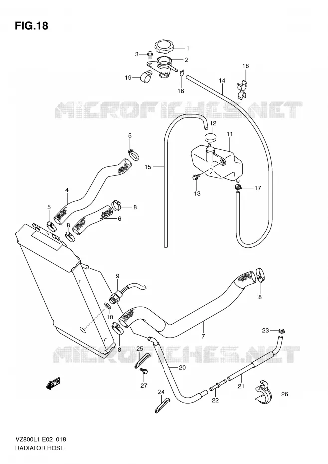 DURITE DE RADIATEUR Suzuki MOTO 800 MARAUDER 2011  VZ800L1(E2)