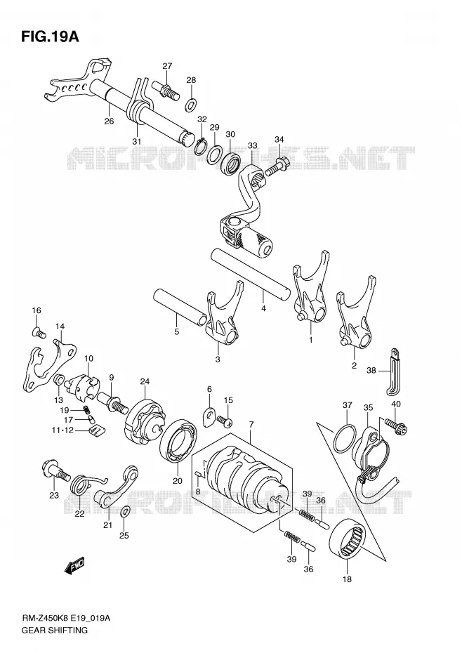 ENSEMBLE DE SELECTION DE VITESSES (RM-Z450L1) Suzuki MOTO 450 RM-Z 2012  RM-Z450L1(E19)