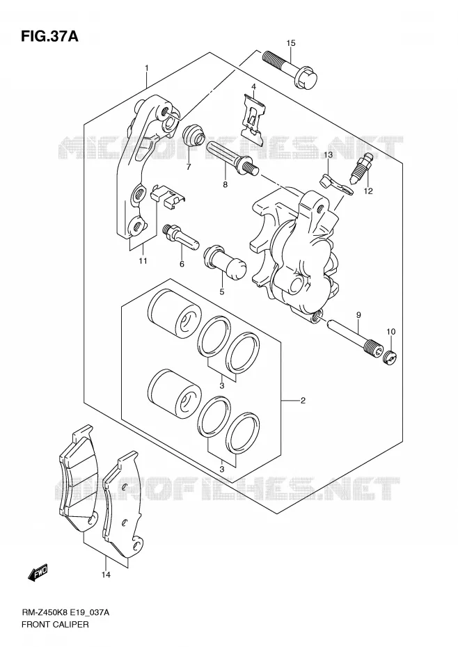 ETRIER DE FREIN AVANT (RM-Z450L1) Suzuki MOTO 450 RM-Z 2011  RM-Z450L1(E19)