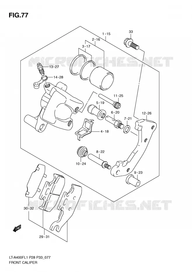 ETRIER DE FREIN AVANT Suzuki QUAD 400 KINGQUAD 2011  LT-A400FL1(P28/P33)