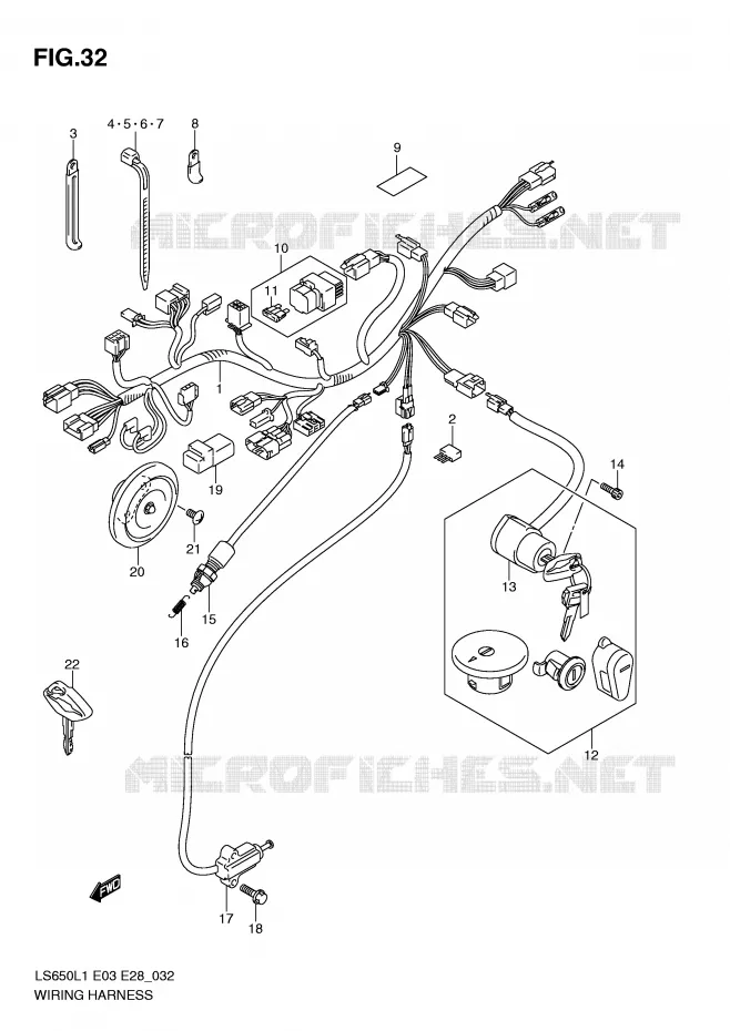 FAISCEAU ELECTRIQUE (LS650L1 E33) Suzuki MOTO 650 BOULEVARD 2011  LS650L1(E3/E28)