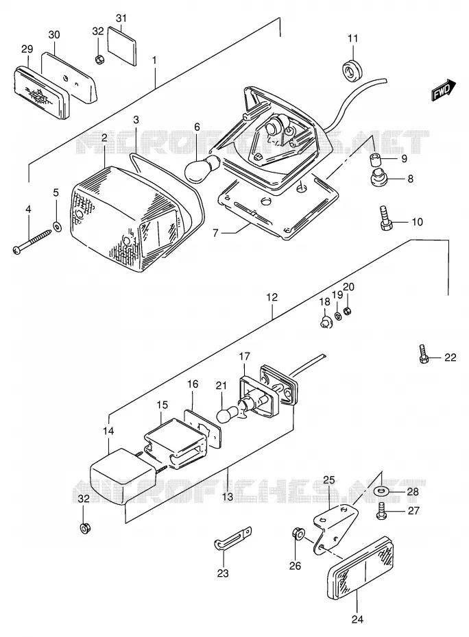 FEU ARRIERE (MODELE T) Suzuki MOTO 600 INTRUDER 1996  VS600GLFT(E2)