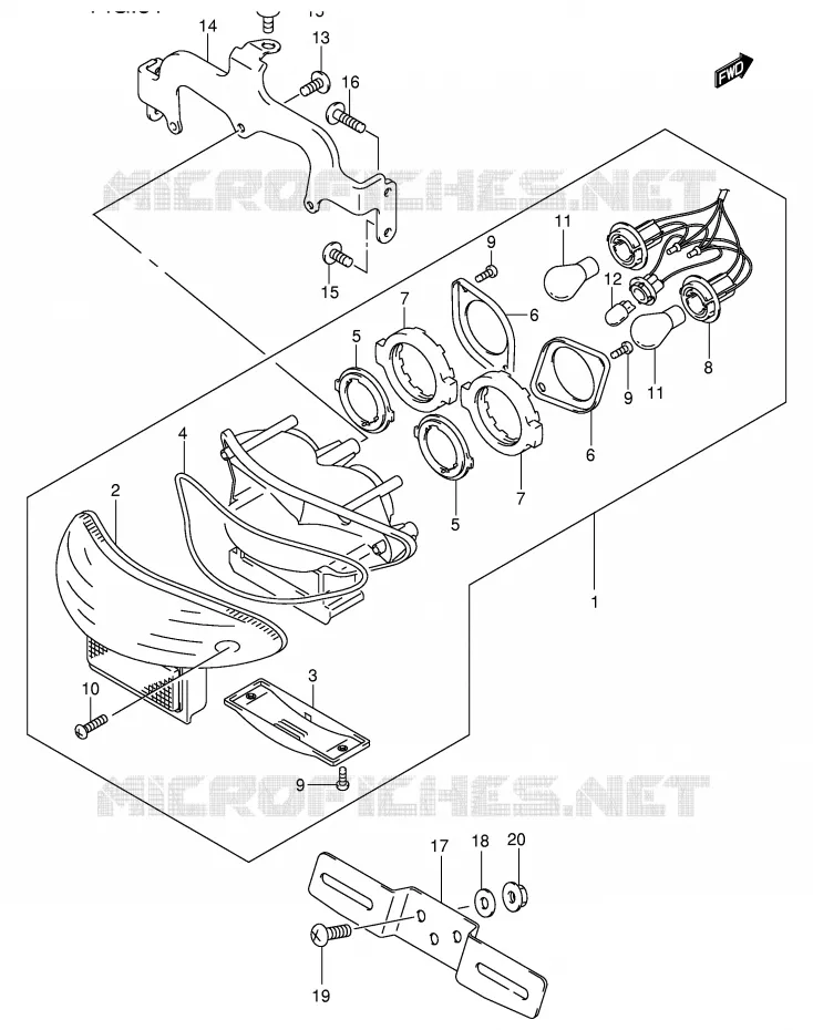FEU ARRIERE Suzuki MOTO 1300 HAYABUSA 2001  GSX1300RU2K1(E2)