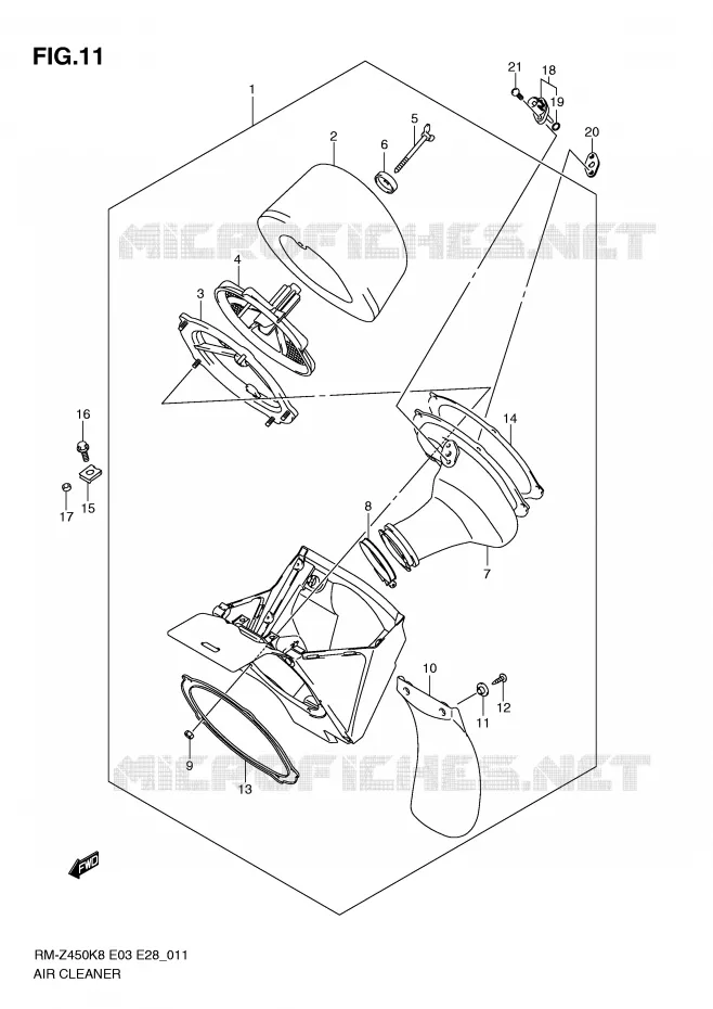 FILTRE A AIR Suzuki MOTO 450 RM-Z 2011  RM-Z450L1(E3/E28)