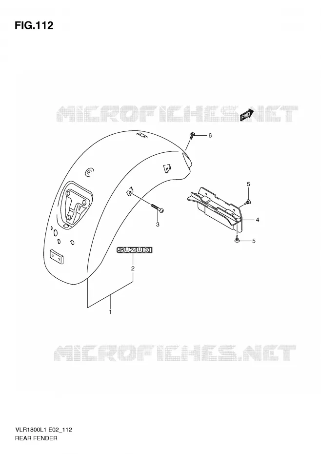 GARDE BOUE ARRIERE (VLR1800L1 E19) Suzuki MOTO 1800 INTRUDER 2011  VLR1800L1(E2)