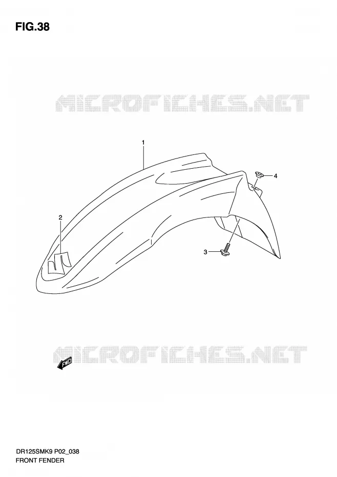 GARDE BOUE AVANT Suzuki MOTO 125 DR 2010  DR125SML0