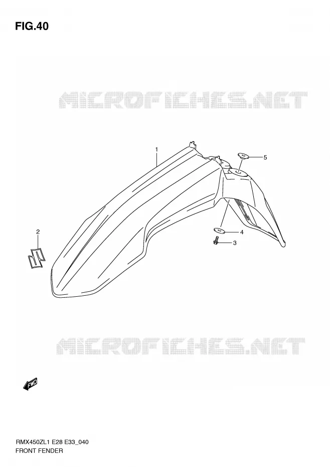 GARDE BOUE AVANT Suzuki MOTO 450 RMX-Z 2011  RMX450ZL1(E28/E33)