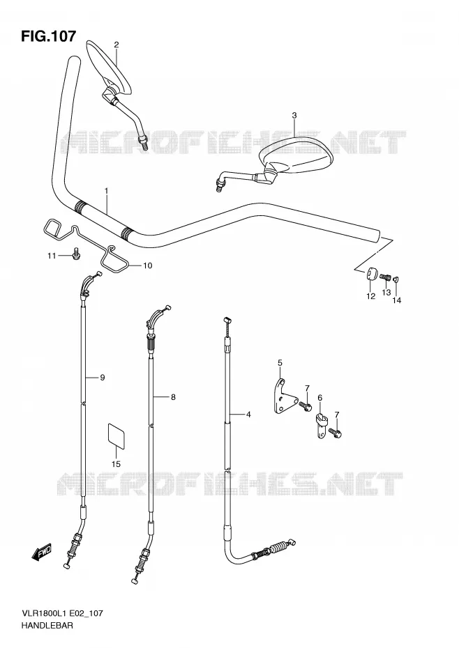 GUIDON (VLR1800TL1 E19) Suzuki MOTO 1800 INTRUDER 2011  VLR1800UFL1(E2)