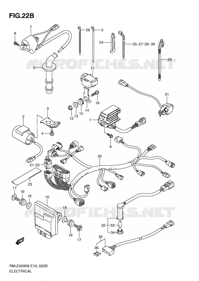 PARTIE ELECTRIQUE (RM-Z450L1) Suzuki MOTO 450 RM-Z 2011  RM-Z450L1(E19)