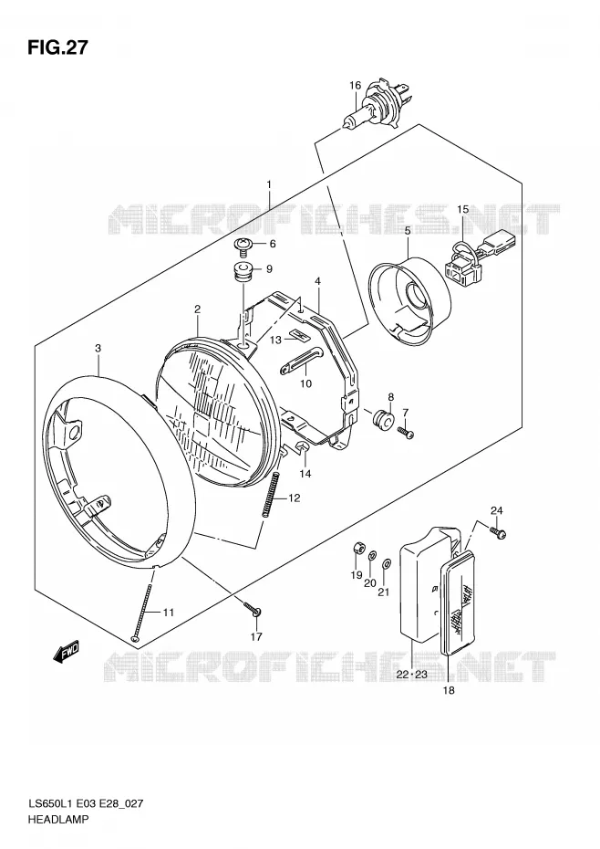 PHARE Suzuki MOTO 650 BOULEVARD 2011  LS650L1(E3/E28)