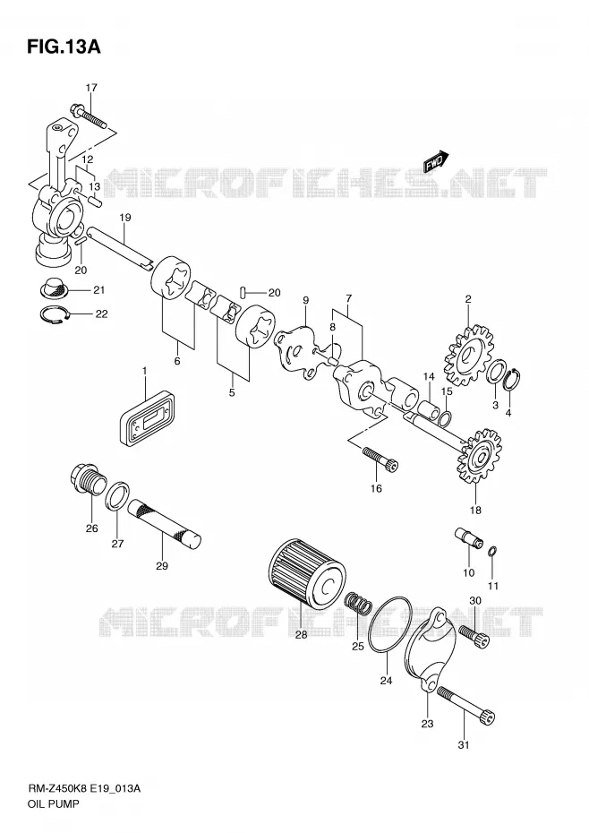 POMPE A HUILE (RM-Z450L1) Suzuki MOTO 450 RM-Z 2012  RM-Z450L1(E19)