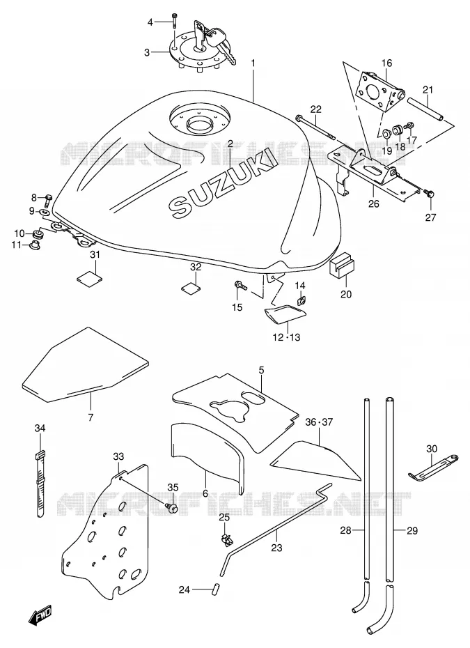 RESERVOIR D'ESSENCE (MODELE Y) Suzuki MOTO 1300 HAYABUSA 2002  GSX1300RK2(E2)