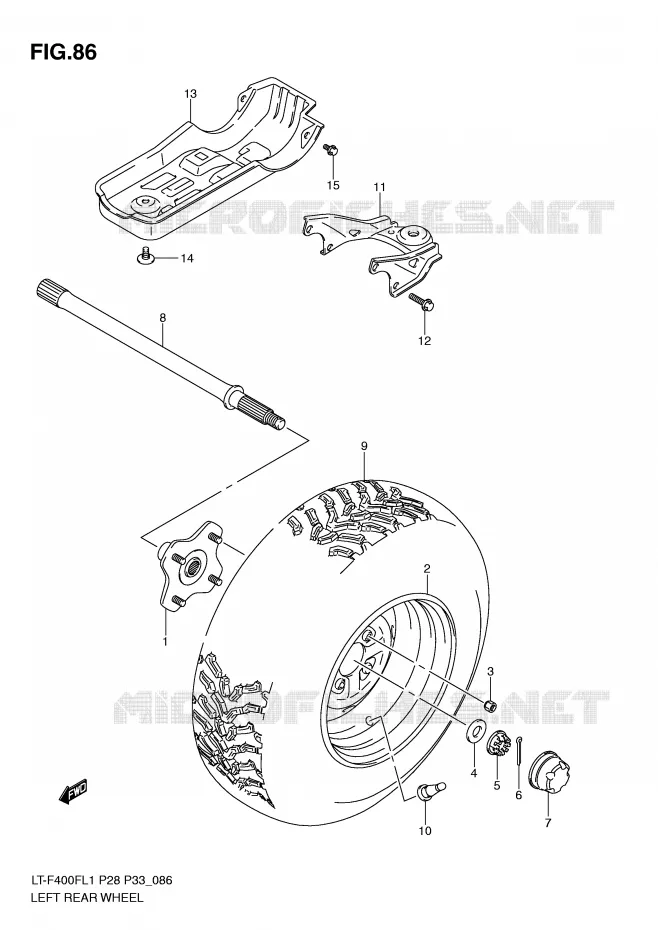 ROUE ARRIERE GAUCHE Suzuki QUAD 400 KINGQUAD 2011  LT-F400FZL1(P28/P33)