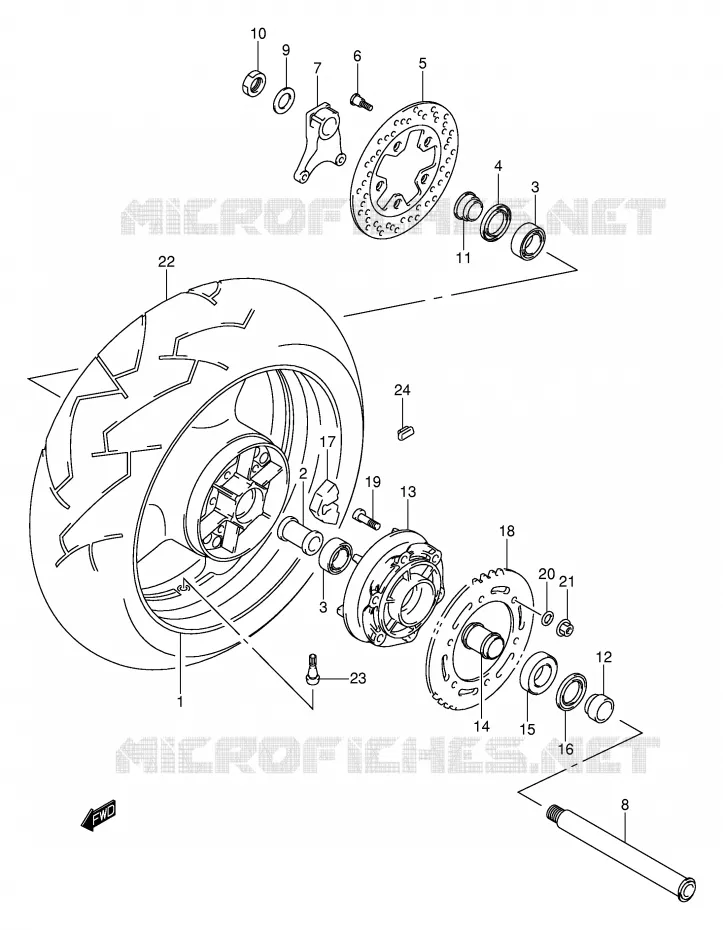ROUE ARRIERE Suzuki MOTO 1300 HAYABUSA 2001  GSX1300RK1(E2)