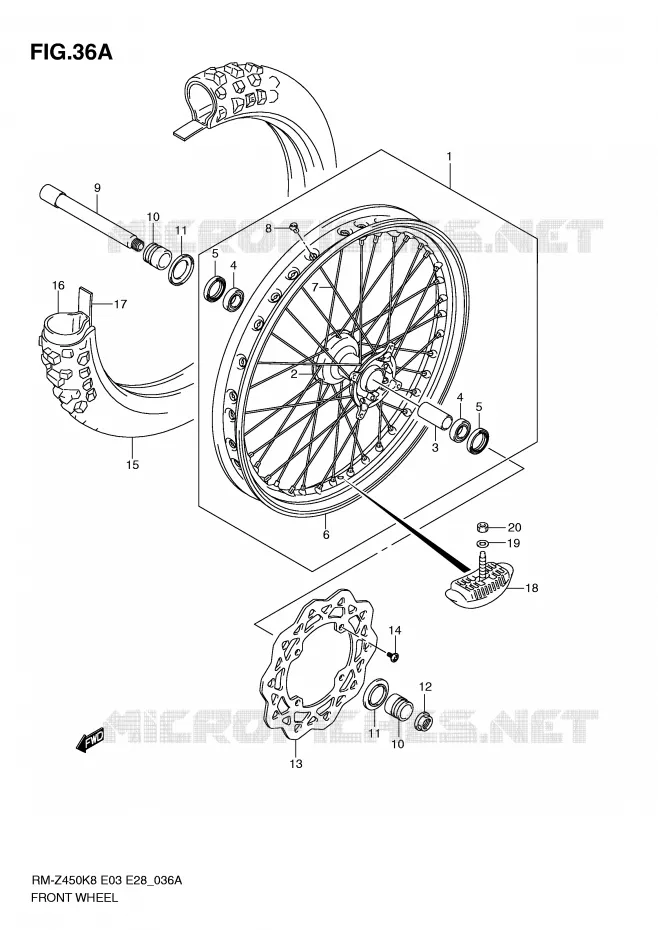 ROUE AVANT (RM-Z450L1) Suzuki MOTO 450 RM-Z 2011  RM-Z450L1(E3/E28)