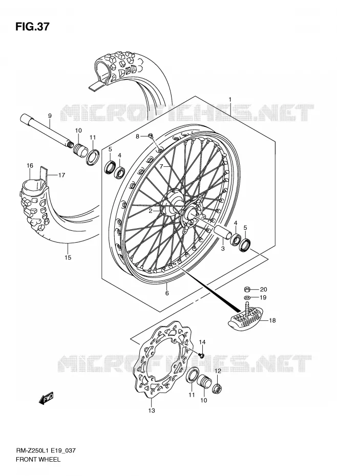 ROUE AVANT Suzuki MOTO 250 RM-Z 2011  RM-Z250L1(E19)