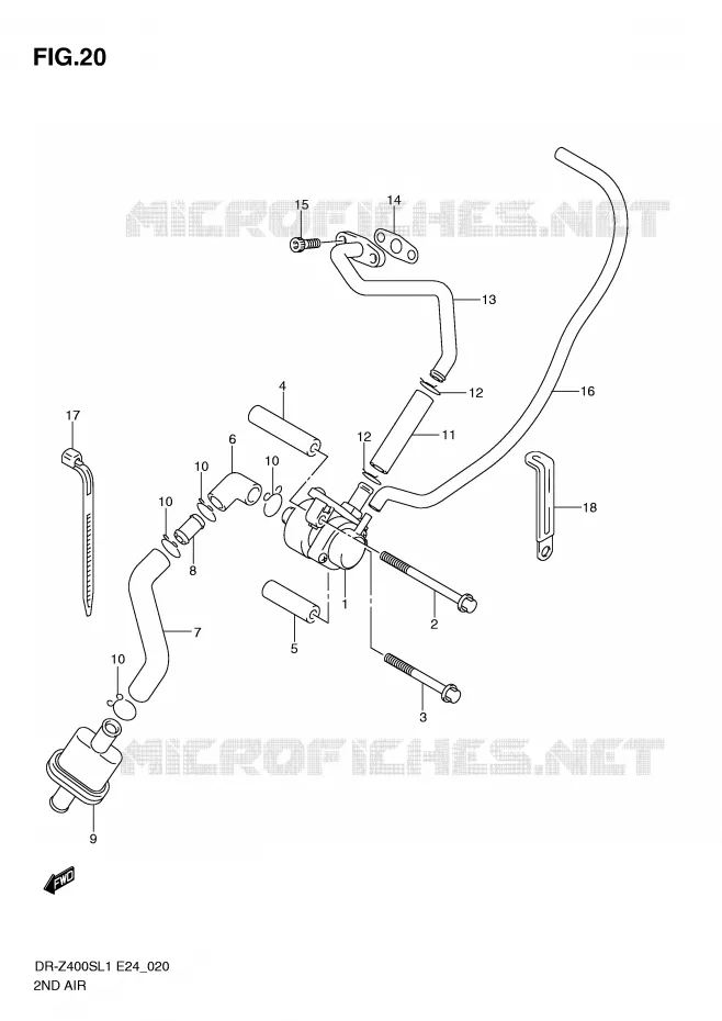 SYSTEME RECYCLAGE GAZ ECHAPPEMENT Suzuki MOTO 400 DR-Z 2011  DR-Z400SL1(E24)