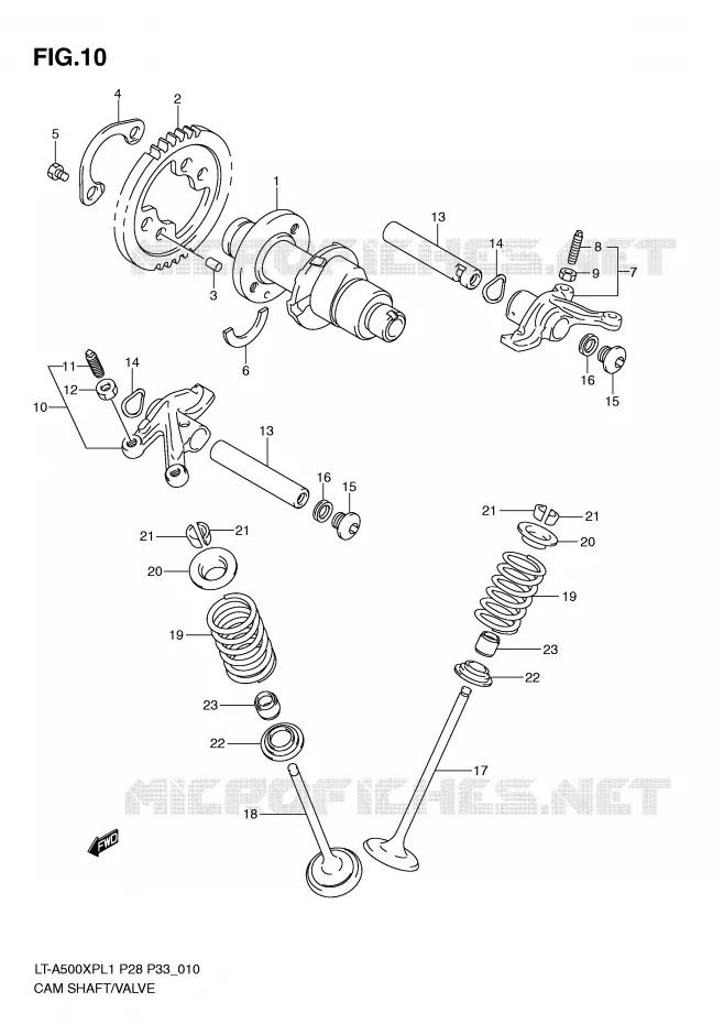 ARBRE A CAMES - SOUPAPES Suzuki QUAD 500 KINGQUAD 2011  LT-A500XPZL1(P28/P33)