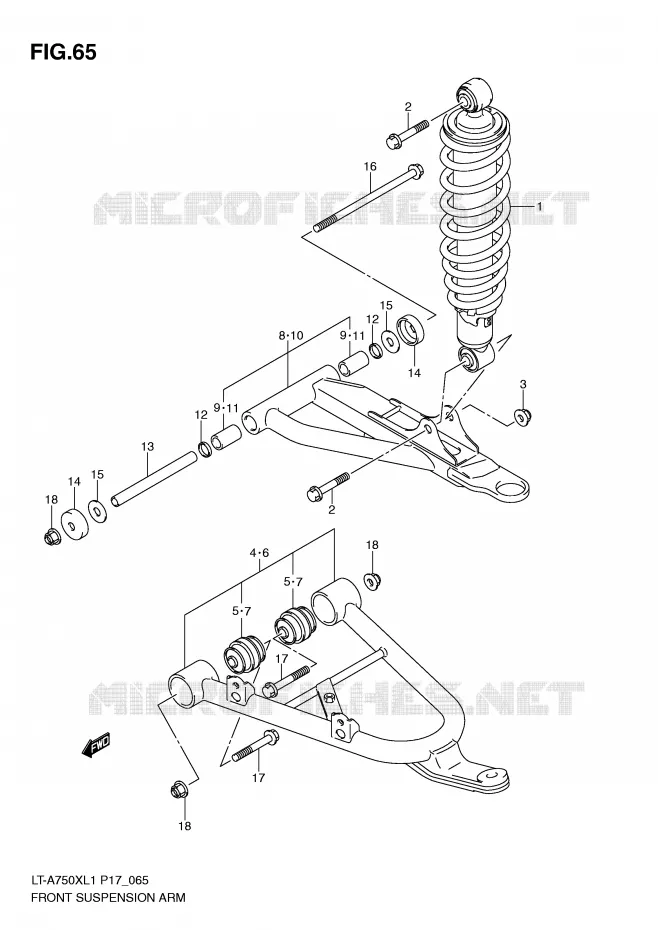 BRAS SUSPENSION AVANT Suzuki QUAD 750 KINGQUAD 2011  LT-A750XL1(P17)