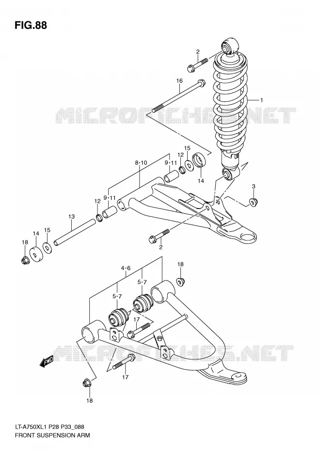BRAS SUSPENSION AVANT Suzuki QUAD 750 KINGQUAD 2011  LT-A750XZL1(P28/P33)