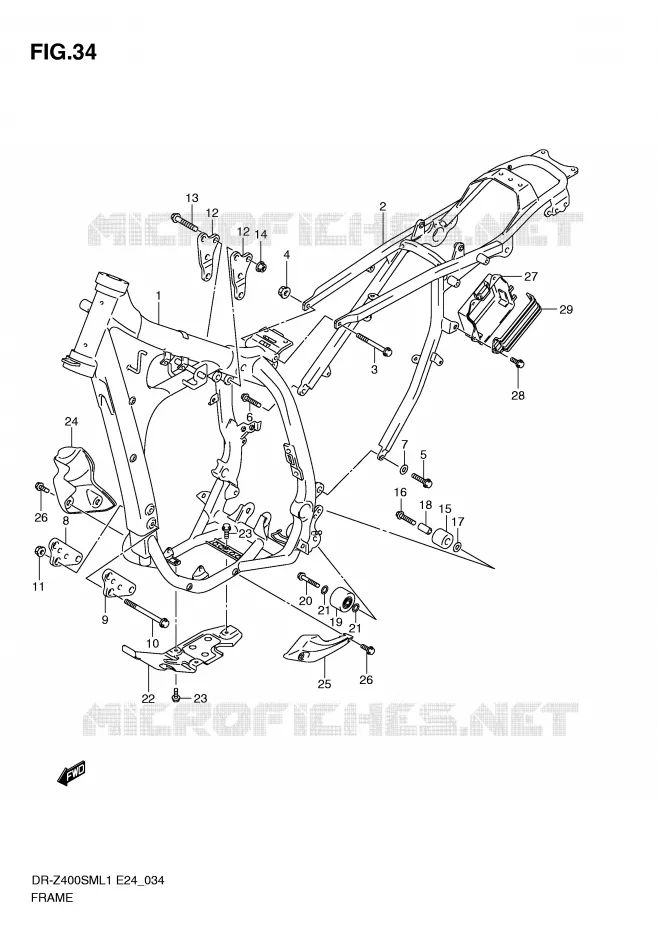 CADRE Suzuki MOTO 400 DR-Z 2011  DR-Z400SML1(E24)