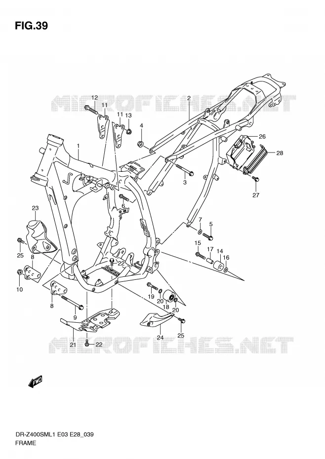 CADRE Suzuki MOTO 400 DR-Z 2011  DR-Z400SML1(E3/E28)