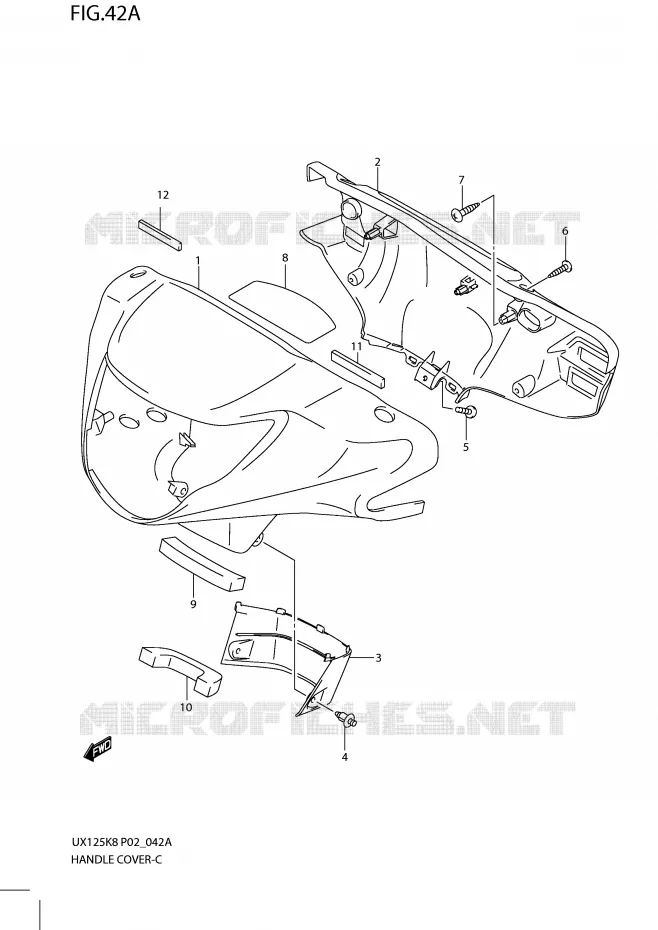 CARENAGE DE GUIDON (MODEL L0) Suzuki SCOOTER 125 SIXTEEN 2008  UX125K8(P02)