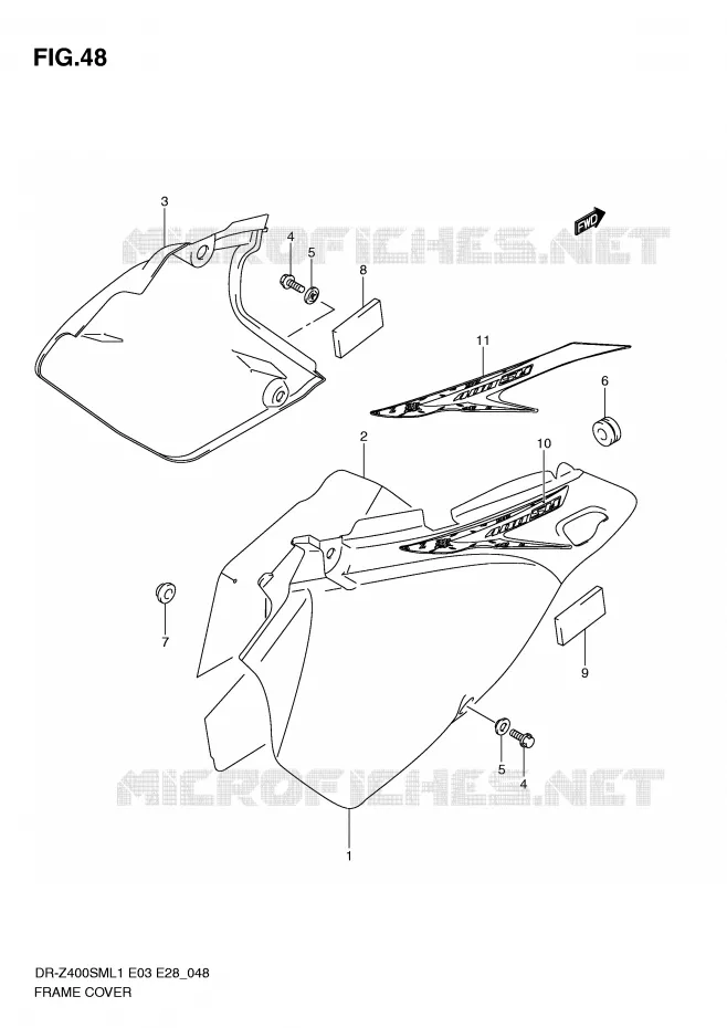 CARENAGES (DR-Z400SML1 E28) Suzuki MOTO 400 DR-Z 2011  DR-Z400SML1(E3/E28)