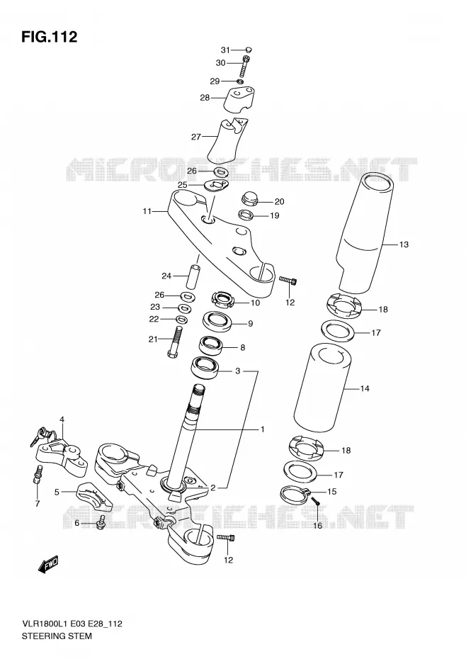 COLONNE DE DIRECTION Suzuki MOTO 1800 INTRUDER 2011  VLR1800TL1(E3/E28)
