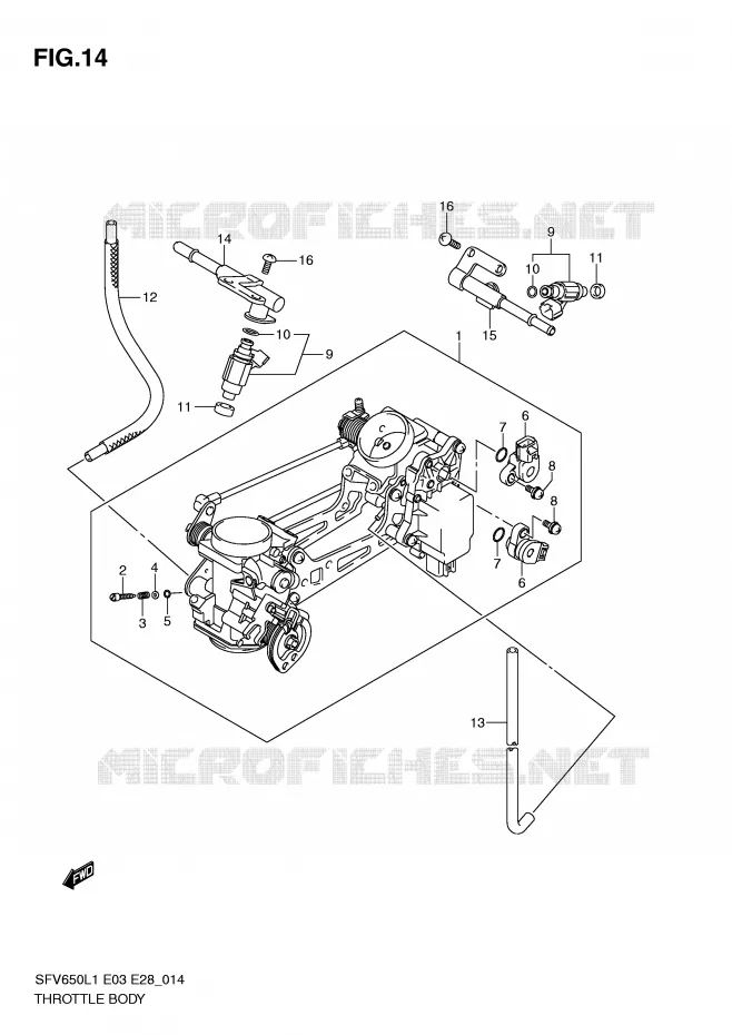 CORPS DE PAPILLON (SFV650AL1 E28) Suzuki MOTO 650 GLADIUS 2011  SFV650L1(E3/E28)