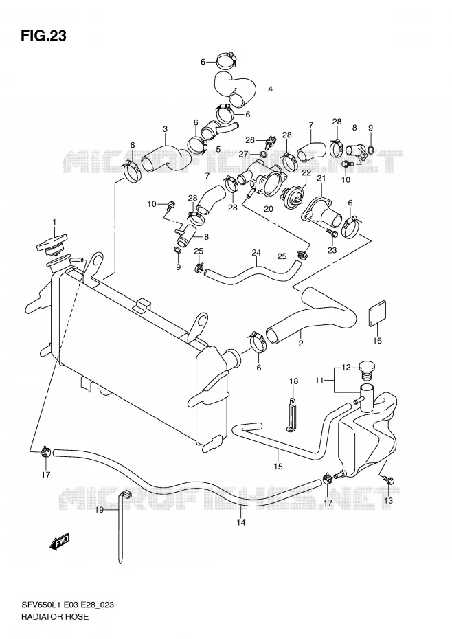DURITE DE RADIATEUR Suzuki MOTO 650 GLADIUS 2011  SFV650AL1(E3/E28)
