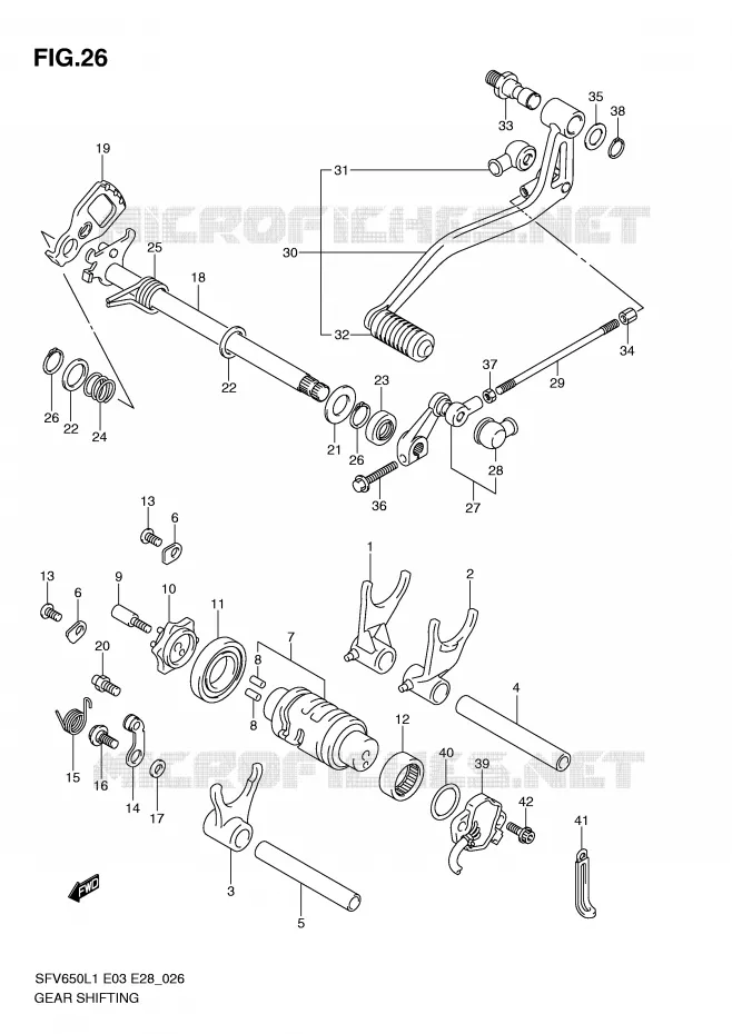 ENSEMBLE DE SELECTION DE VITESSES Suzuki MOTO 650 GLADIUS 2011  SFV650AL1(E3/E28)