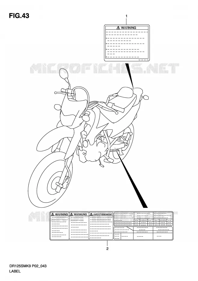 ETIQUETTE Suzuki MOTO 125 DR 2010  DR125SML0