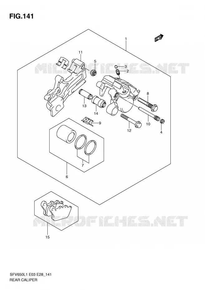 ETRIER DE FREIN ARRIERE (SFV650AL1 E28) Suzuki MOTO 650 GLADIUS 2011  SFV650L1(E3/E28)