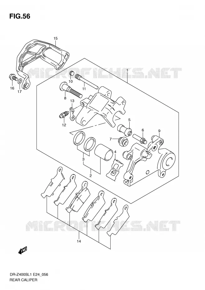 ETRIER DE FREIN ARRIERE Suzuki MOTO 400 DR-Z 2011  DR-Z400SL1(E24)