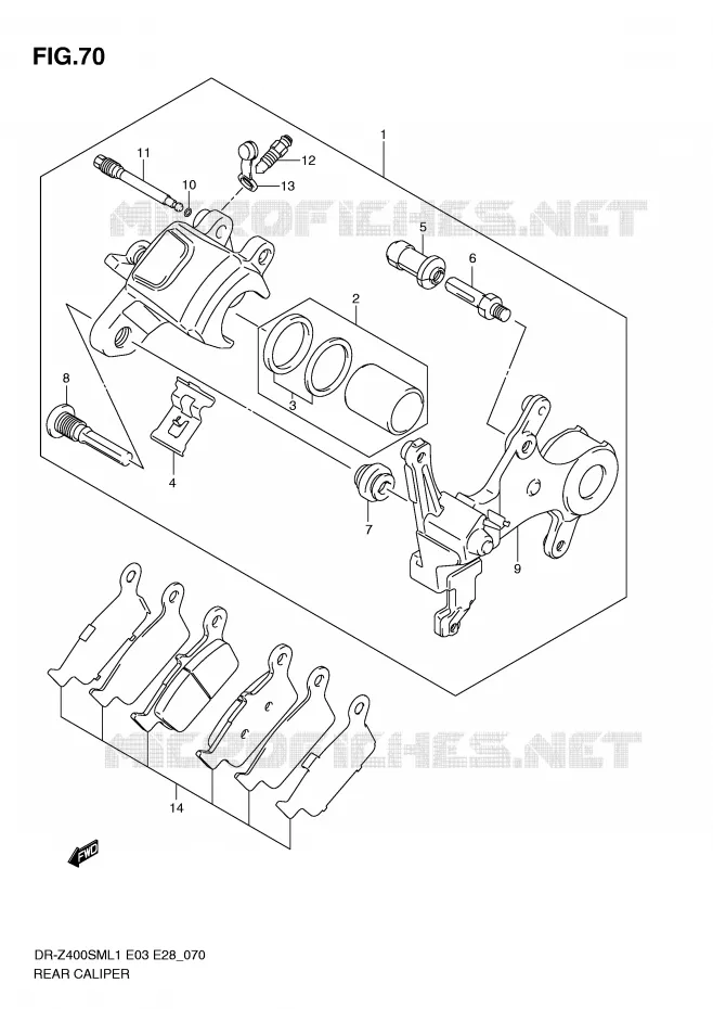 ETRIER DE FREIN ARRIERE Suzuki MOTO 400 DR-Z 2011  DR-Z400SML1(E3/E28)