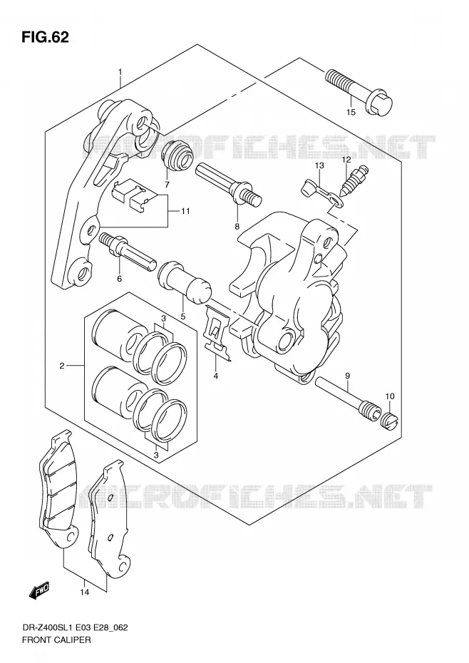 ETRIER DE FREIN AVANT Suzuki MOTO 400 DR-Z 2011  DR-Z400SL1(E3/E28)
