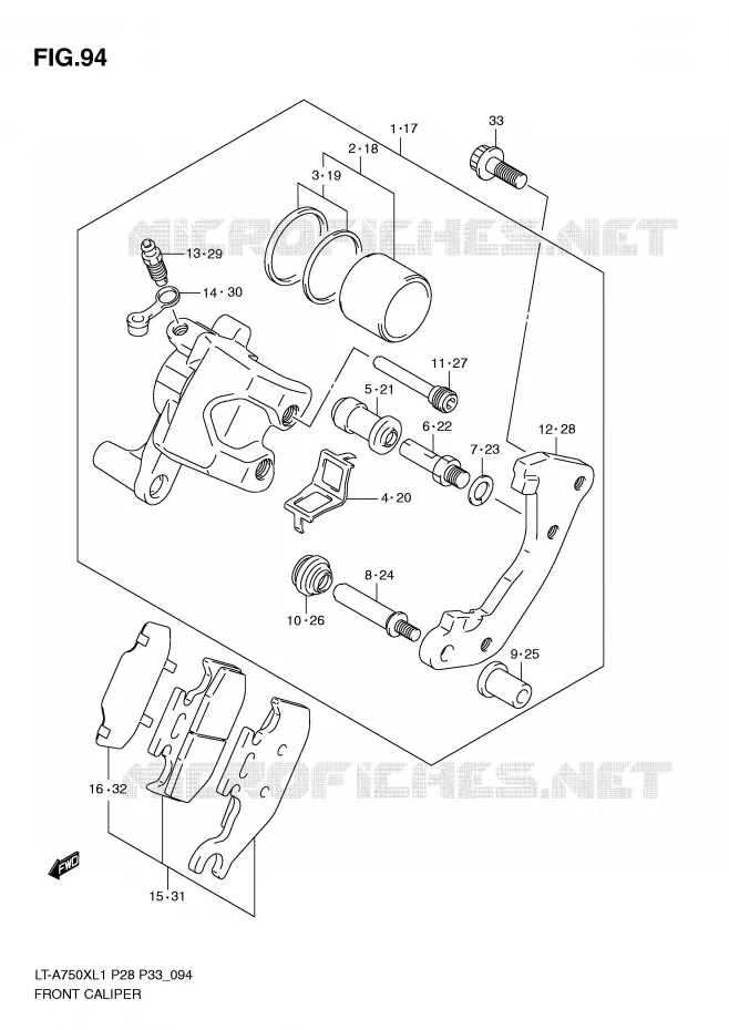 ETRIER DE FREIN AVANT Suzuki QUAD 750 KINGQUAD 2011  LT-A750XZL1(P28/P33)