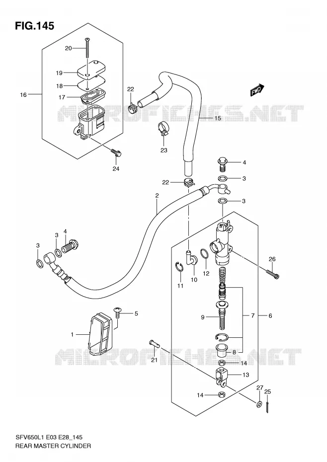 MAITRE CYLINDRE DE FREIN ARRIERE (SFV650L1 E33) Suzuki MOTO 650 GLADIUS 2011  SFV650L1(E3/E28)