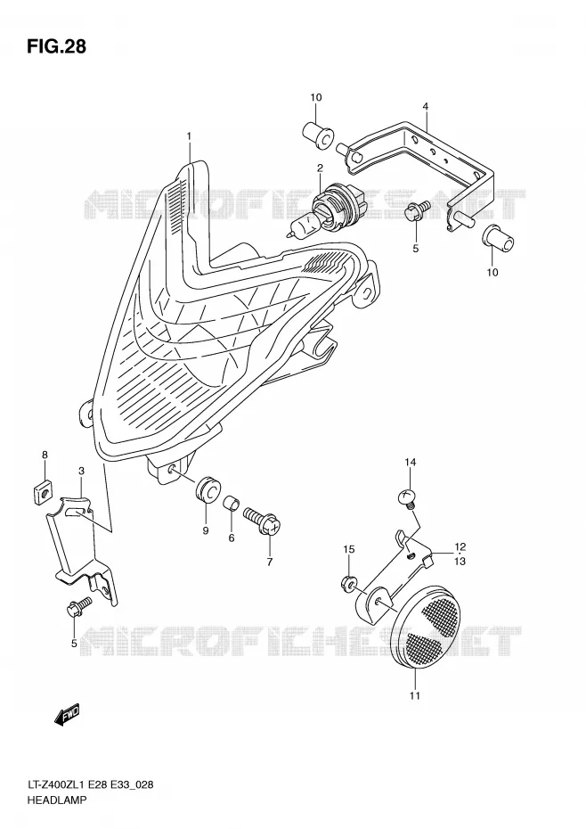 PHARE (LT-Z400ZL1 E28) Suzuki QUAD 400 QUADSPORT 2011  LT-Z400L1(E28/E33)