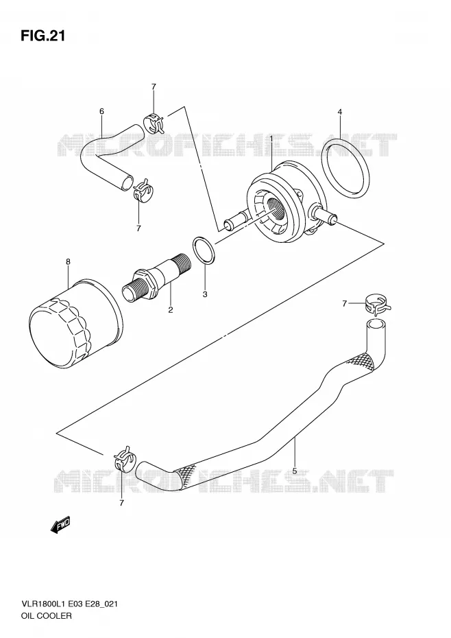 RADIATEUR D'HUILE Suzuki MOTO 1800 BOULEVARD 2011  VLR1800TL1(E3/E28)