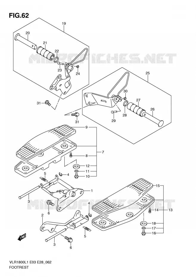 REPOSE PIEDS (VLR1800L1 E28) Suzuki MOTO 1800 INTRUDER 2011  VLR1800L1(E3/E28)