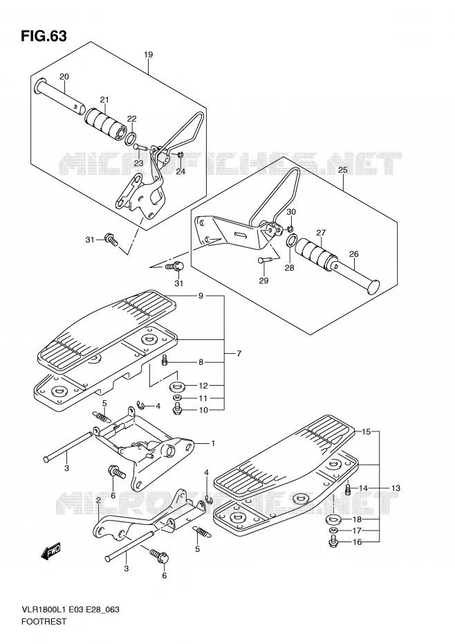 REPOSE PIEDS (VLR1800L1 E33) Suzuki MOTO 1800 INTRUDER 2011  VLR1800L1(E3/E28)