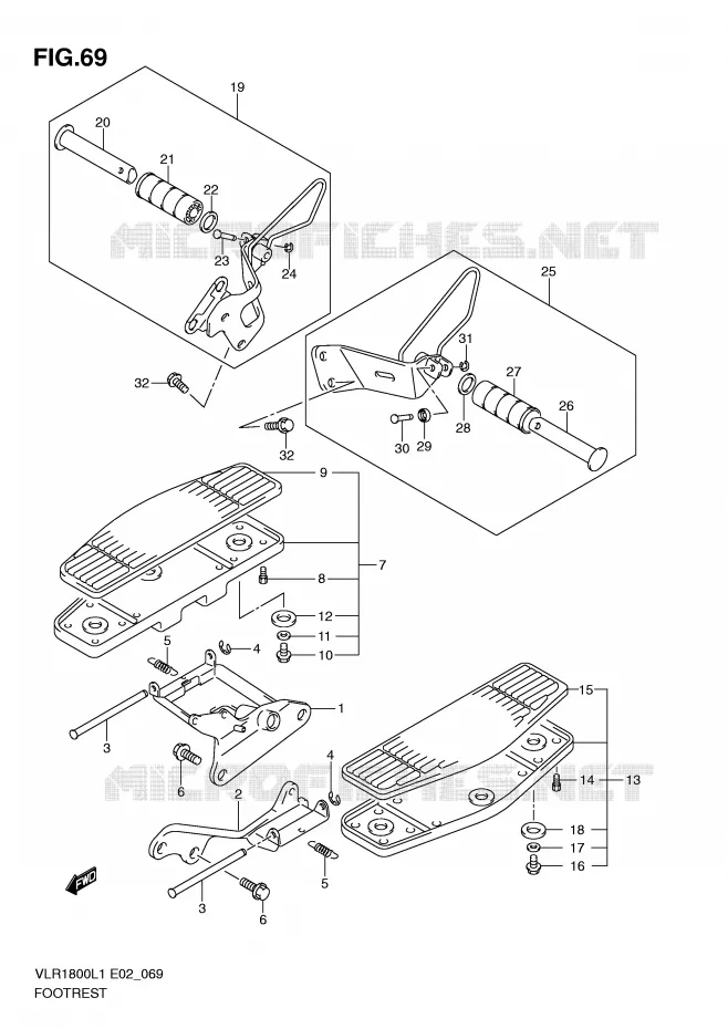 REPOSE PIEDS (VLR1800TL1 E19) Suzuki MOTO 1800 INTRUDER 2011  VLR1800UFL1(E2)