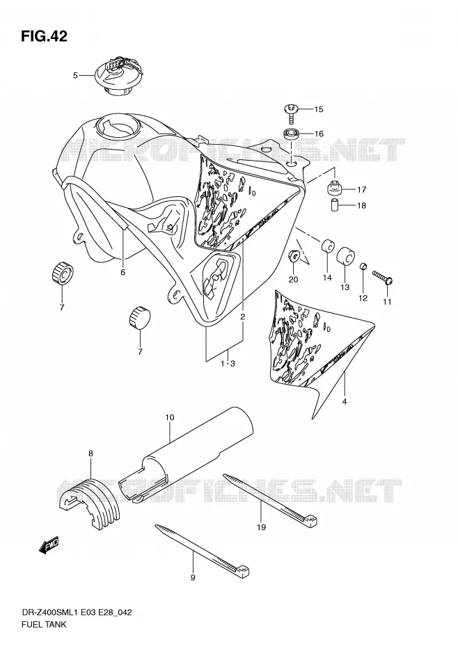 RESERVOIR D'ESSENCE (DR-Z400SML1 E3) Suzuki MOTO 400 DR-Z 2011  DR-Z400SML1(E3/E28)